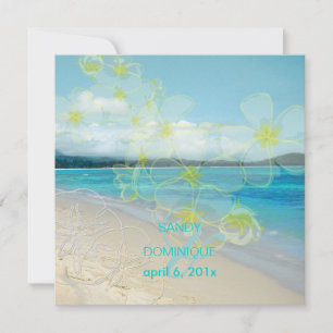 Trouwlocatie met zandstrand/plumeria's kaart