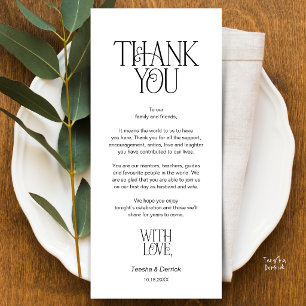 Trouwlocatie Tafelsetting Bedankt Zwart Wit Kaart