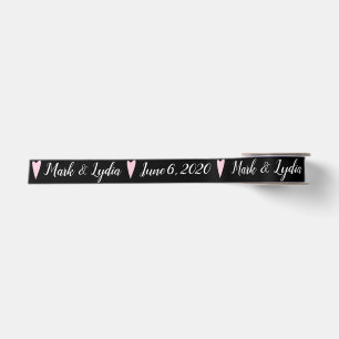 Trouwlogo Roze Hart Koppels Naam Datum Favoriet Lint