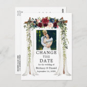 Trouwluifel Waterverf Floral Wijzig de datum Briefkaart (Voorkant / Achterkant)