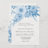 Trouwmarine Blauw Wit Chintz Kant Damask Floral Kaart (Voorkant / Achterkant)