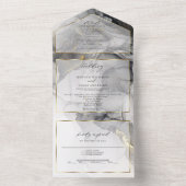 Trouwmarmer Zwart Goud Alcohol Inkt Custom All In One Uitnodiging (Binnen)
