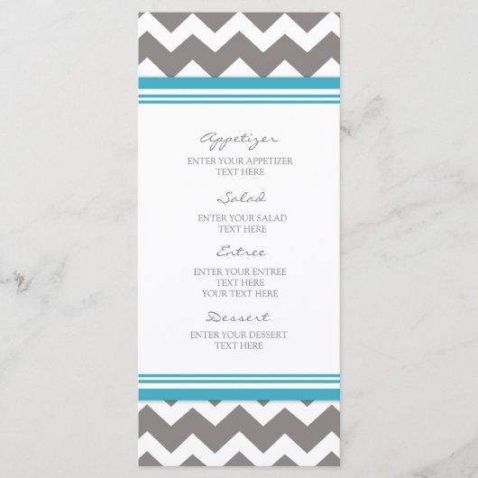 Trouwmenu Blauw Grijs Chevron Menu (Voorkant)