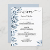 Trouwmenu blauw witte botanische bloemen (Voorkant / Achterkant)