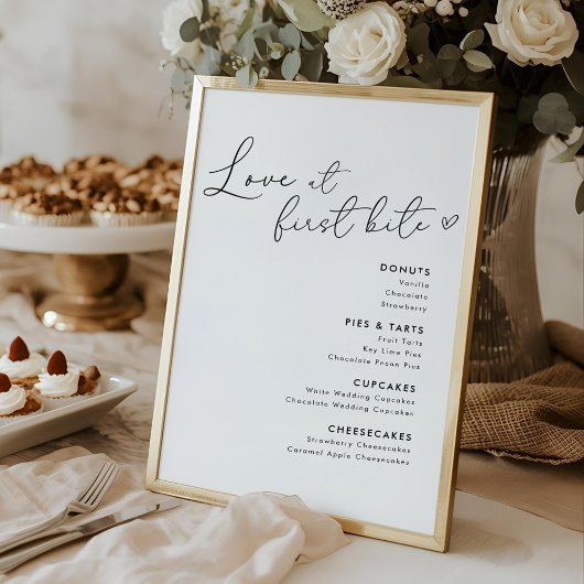 Trouwmenu Bord voor Bruiloftstaarten 'Liefde op he Poster