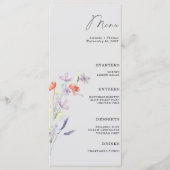 Trouwmenu in boho-stijl met bloemmotief menu (Voorkant)