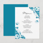 Trouwmenu in Turkoois Kaart (Voorkant / Achterkant)