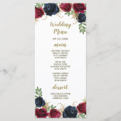 Trouwmenu kaarten in Navy Blauw Burgundy Rustic Bo (Voorkant)