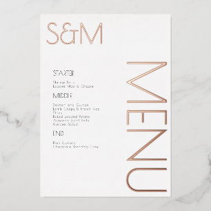 Trouwmenu kaarten met vetgedrukte initiële trouwda