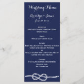 Trouwmenu Kaarten Navy Blauw Maritiem met Knoop (Voorkant)