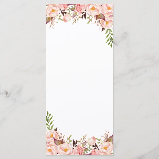 Trouwmenu kaarten Pioenroze Roze en Goud (Achterkant)