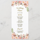Trouwmenu kaarten Pioenroze Roze en Goud (Voorkant)