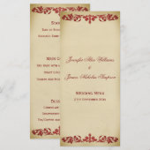 Trouwmenu Leaf Scroll in Bourgondië Menu (Voorkant / Achterkant)