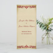 Trouwmenu Leaf Scroll in Bourgondië Menu (Staand voorkant)