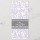 Trouwmenu Lila grijs Damask Menu (Achterkant)