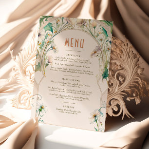 Trouwmenu Madeliefjes Art Nouveau van Mucha Kaart