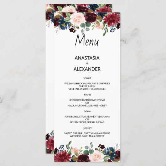 TROUWMENU. MENU (Voorkant / Achterkant)