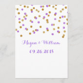 Trouwmenu met gouden paarse confetti menu (Achterkant)