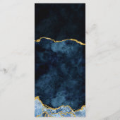 Trouwmenu met Navy Blauwe Gouden Folie Agaat Marme Menu (Achterkant)