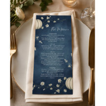 Trouwmenu met Navy Blauwe Herfstpompoen