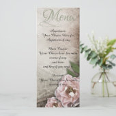 Trouwmenu met roze rozen uit grootmoeders tijd kaart (Staand voorkant)