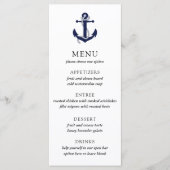 Trouwmenu met scheepsanker-thema menu (Voorkant)