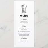 Trouwmenu met speelse Doodle Bestek Menu (Voorkant)
