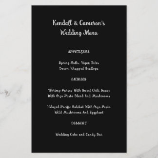 Trouwmenu met vast zwart budget flyer