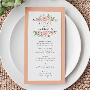 Trouwmenu met waterverf bloemen in Blush & Sage Menu