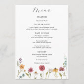 Trouwmenu met wilde bloemen menu (Voorkant)