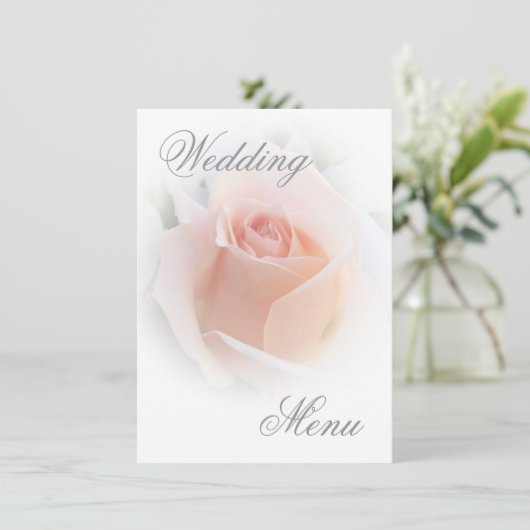 Trouwmenu Peach Roze Rosebud Menu (Staand voorkant)