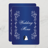 Trouwmenu Royal Blue Coloured Bruid Groom Menu (Voorkant / Achterkant)