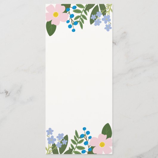 Trouwmenu Roze Bloem Menu (Achterkant)