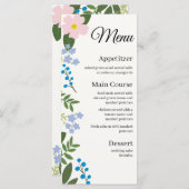 Trouwmenu Roze Bloem Menu (Voorkant / Achterkant)