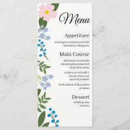 Trouwmenu Roze Bloem Menu