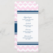 Trouwmenu Roze Marine Blauw Wit Chevron Menu (Voorkant / Achterkant)