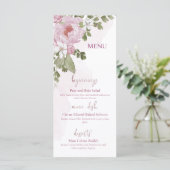 Trouwmenu Roze Pioenrozen Menu (Staand voorkant)