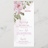 Trouwmenu Roze Pioenrozen Menu (Voorkant)