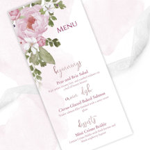 Trouwmenu Roze Pioenrozen