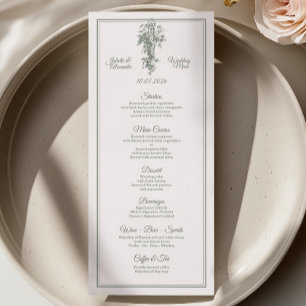 Trouwmenu Sage Gray Toile de Jouy Menu