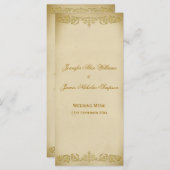 Trouwmenu Sjabloon  Leaf Scroll in Beige Menu (Voorkant / Achterkant)