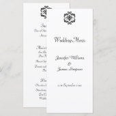 Trouwmenu Sjabloon Zwart-wit Damask Menu (Voorkant / Achterkant)