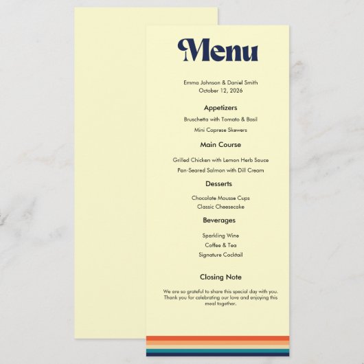 Trouwmenu 'Vintage Vibes' Menu (Voorkant / Achterkant)
