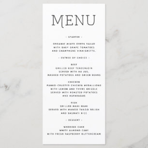 Trouwmenu - Vrijgezellenfeest Menu - Nouveau