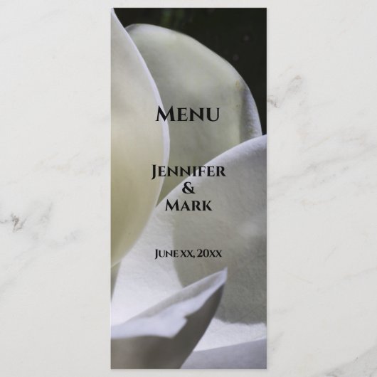 Trouwmenu Wit Magnolia Zwart en Wit Menu (Voorkant)