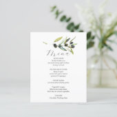Trouwmenu's Elegante Botanische Olijftak (Staand voorkant)