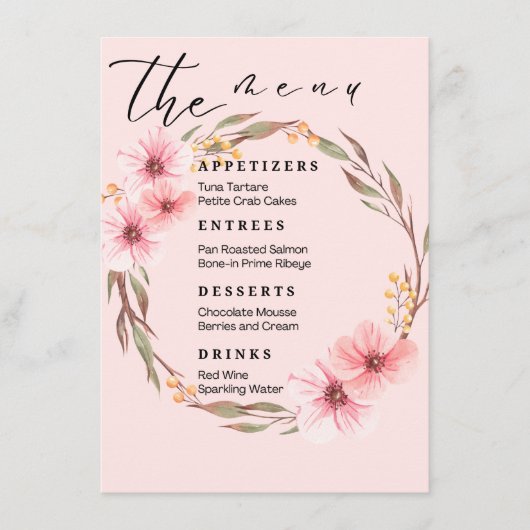 Trouwmenus Menu (Voorkant)