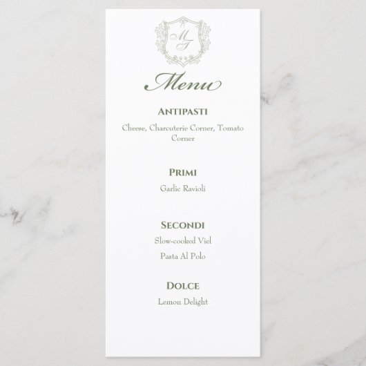 Trouwmenus met monogram menu (Voorkant)