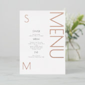 Trouwmenu's met reliëf gedrukt op de dag zelf folie uitnodiging (Staand Voorkant)