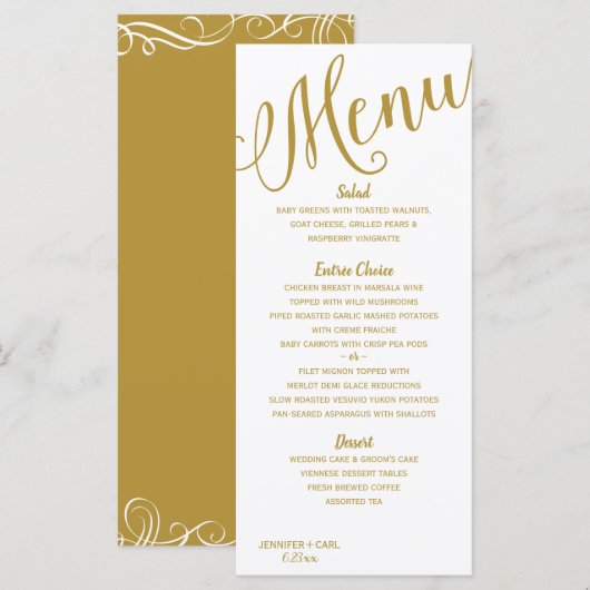 Trouwmenu's | Moderne typografie (goud) Menu (Voorkant / Achterkant)